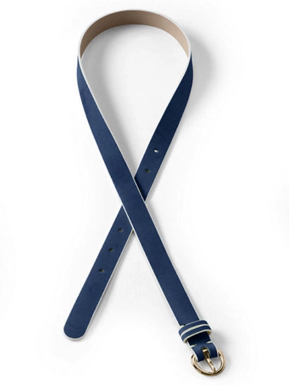 Lands’ End 3X Women’s Nautical Preppy Solid Blue Contrast Edge Skinny Belt